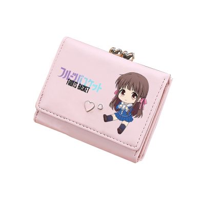 Fruits Basket Kawaii Short Wallets Anime ID Card Holder Women Coins Purses Small Pink Money Bags - Fruits Basket Shop