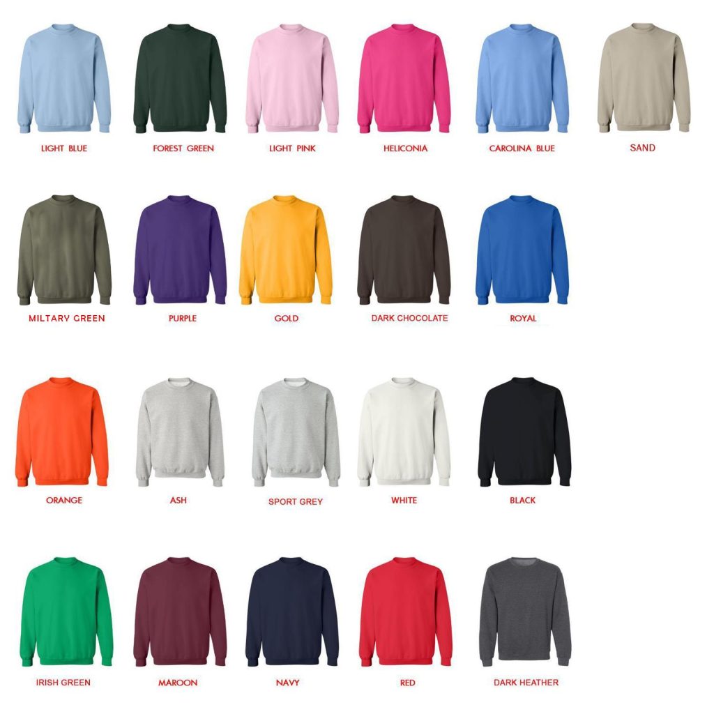 sweatshirt color chart - Fruits Basket Shop